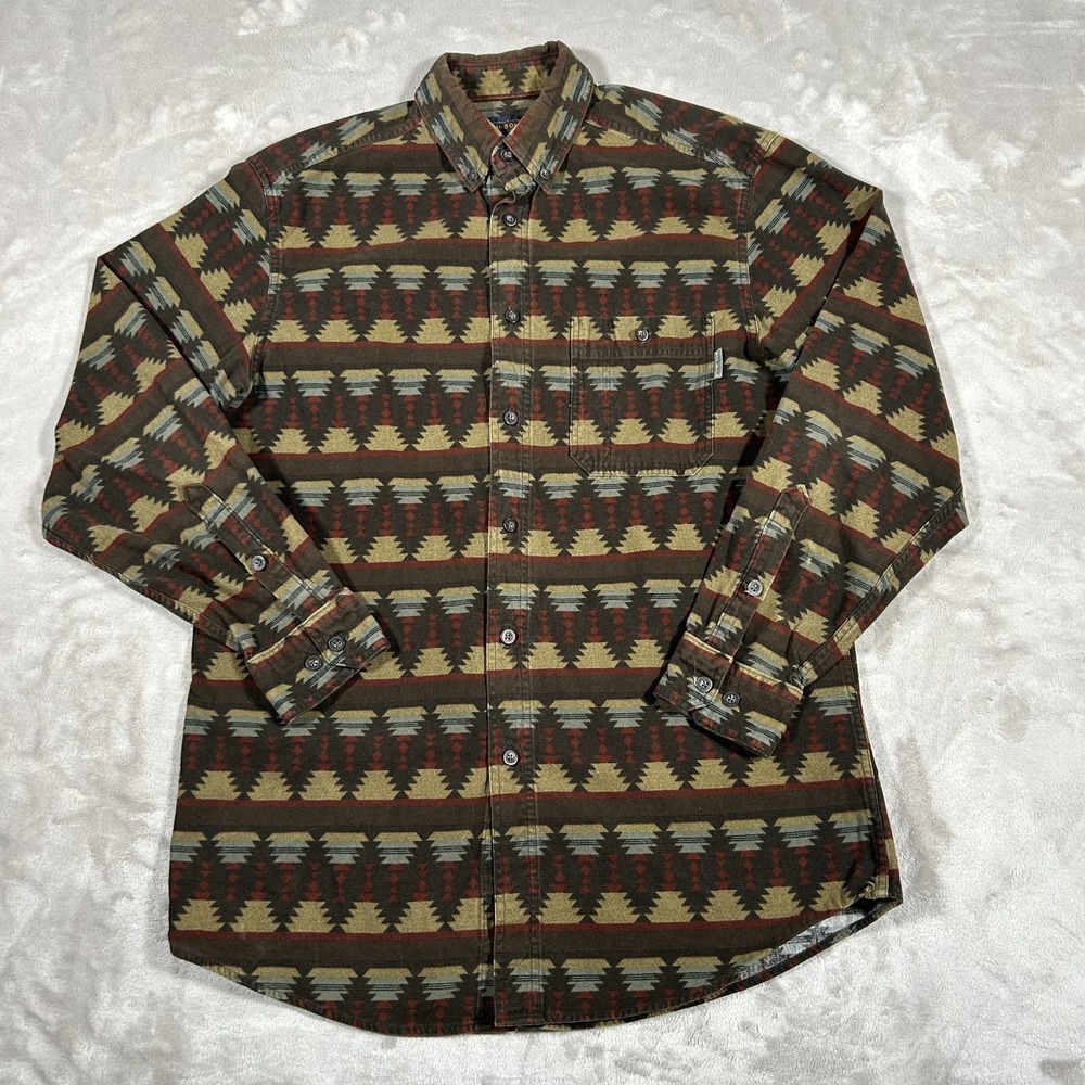 VTG 90s Woolrich Southwestern Flannel Shirt Men M Multi AOP Aztec Navajo Blanket